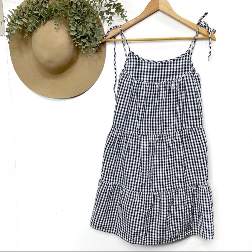 Gingham seersucker mini dress